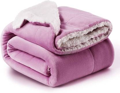 VAS COLLECTIONS Solid Single Sherpa Blanket for  Heavy Winter
