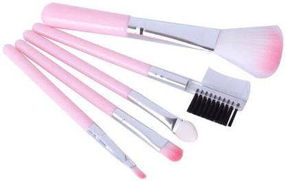 Tiptop HD 5 PCS Makeup Brushes Set Premium Synthetic Kabuki Foundation Face Powder Brush Eyeshadow Brush Makeup Brush Kit (PINK)