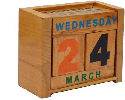 Wigano Wooden Minimal Blocks Desk Calender for School,Office & Home 2021 Table Calendar