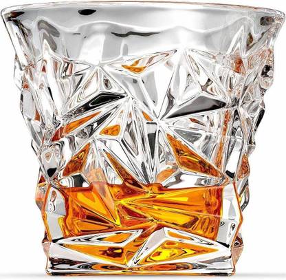 TrendCart (Pack of 2) Diamond Design Crystal Cut Whiskey Glass Set (300 ml) Glass Set Whisky Glass