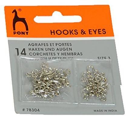 Pony Blouse Hook and Eyes -Hooks and Eyes (Size no 3) - Pack of 5 Cards Hook Eye