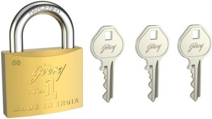 Godrej NO 1 brass padlock 60mm with 3 keys Padlock