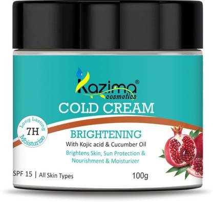 Kazima Brightening COLD CREAM (100g) SPF15 with Kojic Acid & Cucumber Oil For Nourishment & Moisturizer, Sun Protection