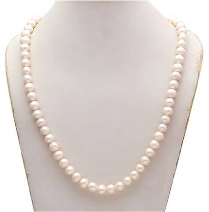 Jaipur Gemstone Jaipur Gemstone - White Pearl Pearl Mala with 108 with 1 Japa Bead (Natural) Stone Chain Pearl Stone Chain