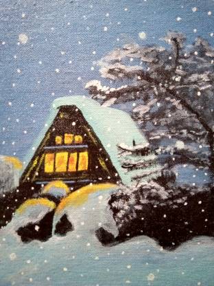 ALIVE snowfall painting Acrylic 10 inch x 8 inch Painting