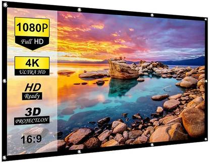 Vilro Projector Screen, Eyelet Screen 75" Inch Diagonal Anti-Crease Projection Screen Projector Screen (Width 160 cm x 92 cm Height)