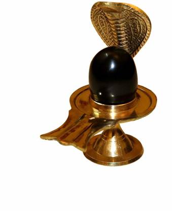 DARIDRA BHANJAN Shaligram Shivling / Shivling stone / Shivling stand / brass shivling / Marble shivling / Lingam stand / black stone shivling Decorative Showpiece  -  8 cm