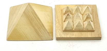 Plus Value Wooden Pyramid 3" with Base Pyramid Plate. Decorative Showpiece  -  7.7 cm