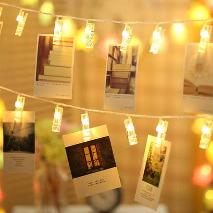 Hippity Hop Photo Clip 20 LED String Light for Home Decoration Yellow Pack of 1 Night Lamp