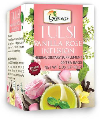 Grenera Tulsi Tulsi, Vanilla Herbal Tea Bags Box