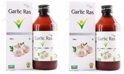 S K Pharmacuticals Pure Garlic Ras-Natural Garlic Juice Health Drink-Immunity Booster-Digestive Health Syrup 200 ml (Pack of 2)
