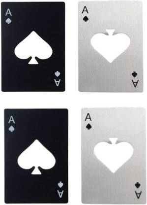 Somapa 4 Pcs Poker Card Bottle Opener | Bottle Opener | Casino Opner | Bar Opener | Soda Opener | Steel (Pack of 4) 4 Pcs Poker Card Bottle Opener | Bottle Opener | Casino Opner | Bar Opener | Soda Opener | Steel (Pack of 4) Bottle Opener