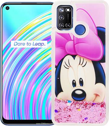 GBAKS Back Cover for REALME C17, {Fully Glitter and Liquid with Printed CUTE CARTOON in The Middle}