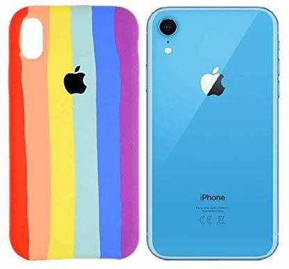 KHR Back Cover for Apple iPhone XR Liquid Silicone Rainbow Phone Case With logo Protective Sjhell Case