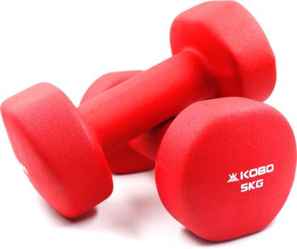 KOBO HOME GYM EXERCISE 5 KG X2 (Total 10KG) CARDIO AEROBIC TRAINING FITNESS GRIPPY NEOPRENE (Pair) Fixed Weight Dumbbell