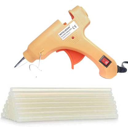 HOTGLUEGUN 20W 20 WATT 7MM hot melt Glue Gun with ON/Off Switch and LED Indicator 5 Transparent Sticks Standard Temperature Corded Glue Gun
