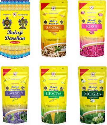 Balaji Darshan standing Zipper all mix incense sticks Rose, Mogra, Lavender
