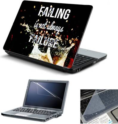 Geek Failing Is Not Always Failure 3in1 Laptop Skins with Laptop Screen Guard and Key Protector HQ 15.6 Inch Combo Set