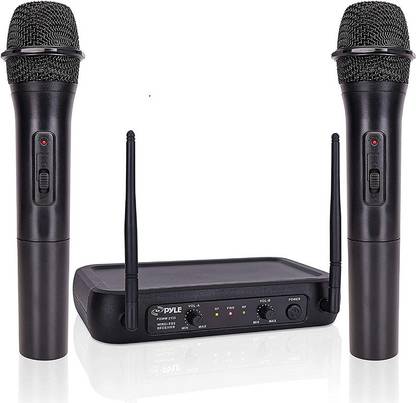 PYLE PDWM2135 VHF Wireless Microphone System 2 Handheld Mics Fixed Frequency Microphone
