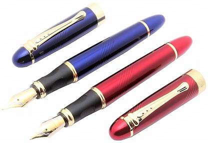 Ikshu X450 Jinhao Fountain Pen Luxury Spiral Red And Blue Stylish Nib Fountain pen Combo Set of 2 Pcs Fountain Pen