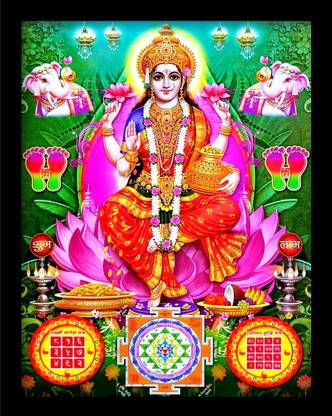 SUNINOW Laxmi ji with yantra Photo Frame | God Photo Frame | God Photos | bhagwan photo Religious Frame