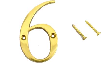 Wigano 3" House Door Numbers Brass Yellow (Number 6) Sign