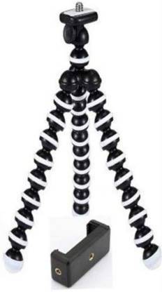 TULUA fully flexible Portable & Foldable Camera & Mobile Tripod with Mobile Clip Holder Bracket Fully Flexible Mount Cum Tripod Stand with Three-Dimensional Head & Quick Release T9 Plate Gorilla Tripod 10" - DSLR , Smartphone & Action Cameras mobile holder Octopus Stand/mobile Holder Gorillapod Tripod Tripod, Tripod Kit Tripod, Monopod, Monopod Kit, Tripod Ball Head, Tripod Bracket (Black , White, Supports Up to 1500 g) Tripod Kit