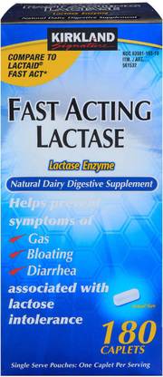 KIRKLAND Signature Fast Acting Lactase - Compare to Lactaid - 180 Caplets