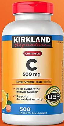 KIRKLAND Signature Chewable Vitamin C 500 Mg Tangy Orange Taste: 500 Tablets