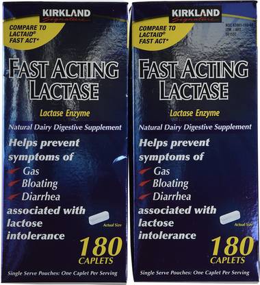 KIRKLAND Signature Fast Acting Lactase, Compare to Lactaid Fast Act (2 Pack), 360 Ct Caplets