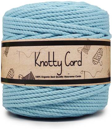 KnottyCord 3 Ply/Twisted Macrame (20 Meters, 4mm) Cotton Cord/Dori Thread for Macrame DIY, Carfts and Other Projects (Dark Sky)