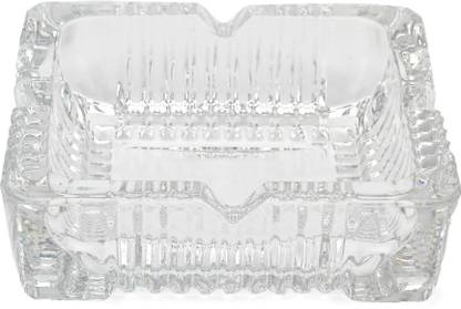 Verma Square Glass Ashtray Set Of One-J7 Clear Glass Ashtray