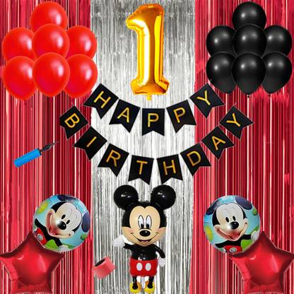 Shopperskart 1st/First Happy birthday Micky Mouse theme Combo Pack kit for party decorations