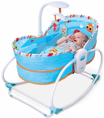 mastela 5 in 1 Baby Bassinet Rocker Rocking Napper, Bounce, Chair with Removable Baby Bassinet & Melody (Blue) Bouncer