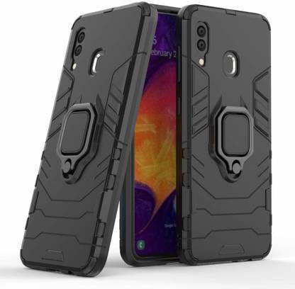 ELEF Back Cover for Samsung Galaxy A20 Armor Rugged Shockproof with Metal Rotating Ring Case