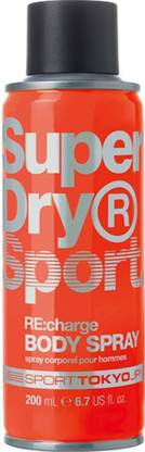 Superdry Sport RE:charge Body Spray 200ml - Invigorating Body Spray for Post Workout Recharge Deodorant Spray  -  For Men