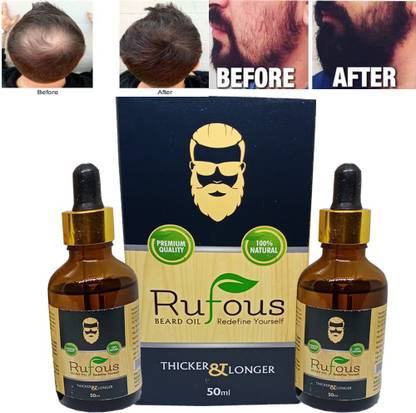 Rufous Beard Fast Oil Growth - 100ml Beard Oil for Thicker & Longer and DHT Booster, 100% Natural Oils For Beard Growth, Nourishment & Moisturization Hair Oil