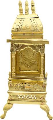Puja N Pujari Brass Beautiful Home Temple Pooja Mandir for Living Room for Pooja Decorations Metal Home Temple