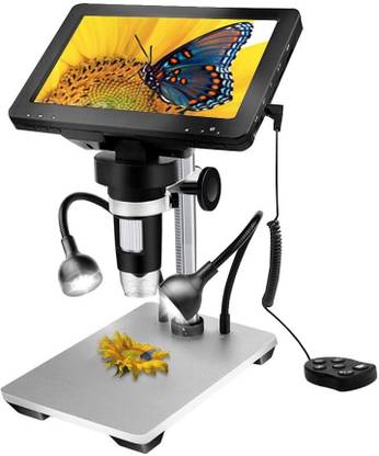 microware LCD Digital USB Microscope 7 in HD Screen, Circuit Board Repair Soldering PCB Coins,12mp Video Camera Microscope,8 Adjustable Light, 1-1200X Magnification with Rechargeable Battery