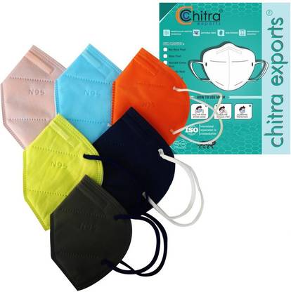 chitra exports N95 5 LAYER PROTECTION Reusable Anti-Pollution , Anti- Bacterial , Water Resistant, Reusable, Washable ( Free Size, Pack of 6) Reusable, Water Resistant, Washable