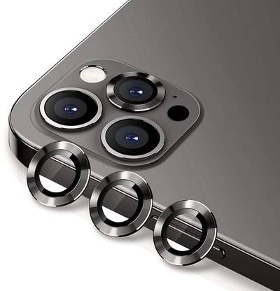 ICREATOR Camera Lens Protector for Iphone 12ProMax Black Camera Lance With Inbuilt Tempered Glass Aluminium Alloy Metal Ring Scratch proof Very Easy To Install With Ultra Protection