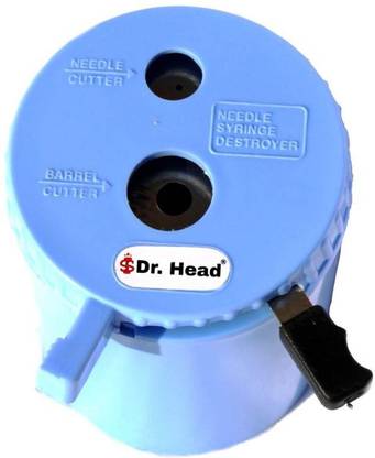 Dr. Head Syringe Needle Destroyer Manual Plastic Needle Cutter | Needle Burner |Hub Cutter | ABS Needle And Syringe Destroyer Non-Electric For Clinics/Hospitals/Labs Use Blue Needle Burner