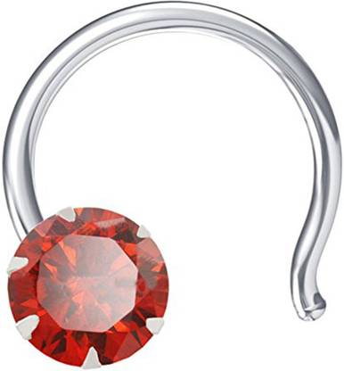 jsaj Garnet Sterling Silver Plated Sterling Silver Nose Stud
