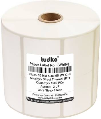 tudko 50 mm X 38 mm Thermal Self Adhesive Paper Label