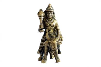 Sudrik Brass Yamraj Idol Home Pooja Puja Yellow 2.2 x 1.1 x 2.8 Inch (L x W x H) Decorative Showpiece  -  7.11 cm