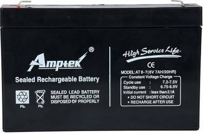 AMPTEK 6V 7AH RECHARGEABLE VRLA SMF BATTERY FOR TOYS & ROBOTIC PROJECTS AGM Solar Battery (6 V) AGM Solar Battery