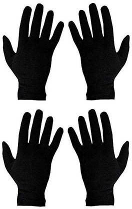 HF LUMEN Unisex Skin Black Half Cotton Gloves With Fingure Riding Gloves
