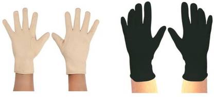 HF LUMEN Unisex Skin Black Half Cotton Gloves With Fingure Riding Gloves