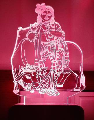 NL Traders Lord Krishna with cow 3D Illusion LED Night Lamp For Home&Temple Decorative, decoration Lighting gifts for Senior citizen,family,friends - ANL-29 Night Lamp Night Lamp