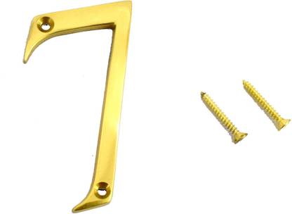 Wigano 3" House Door Numbers Brass Yellow (Number 7) Sign